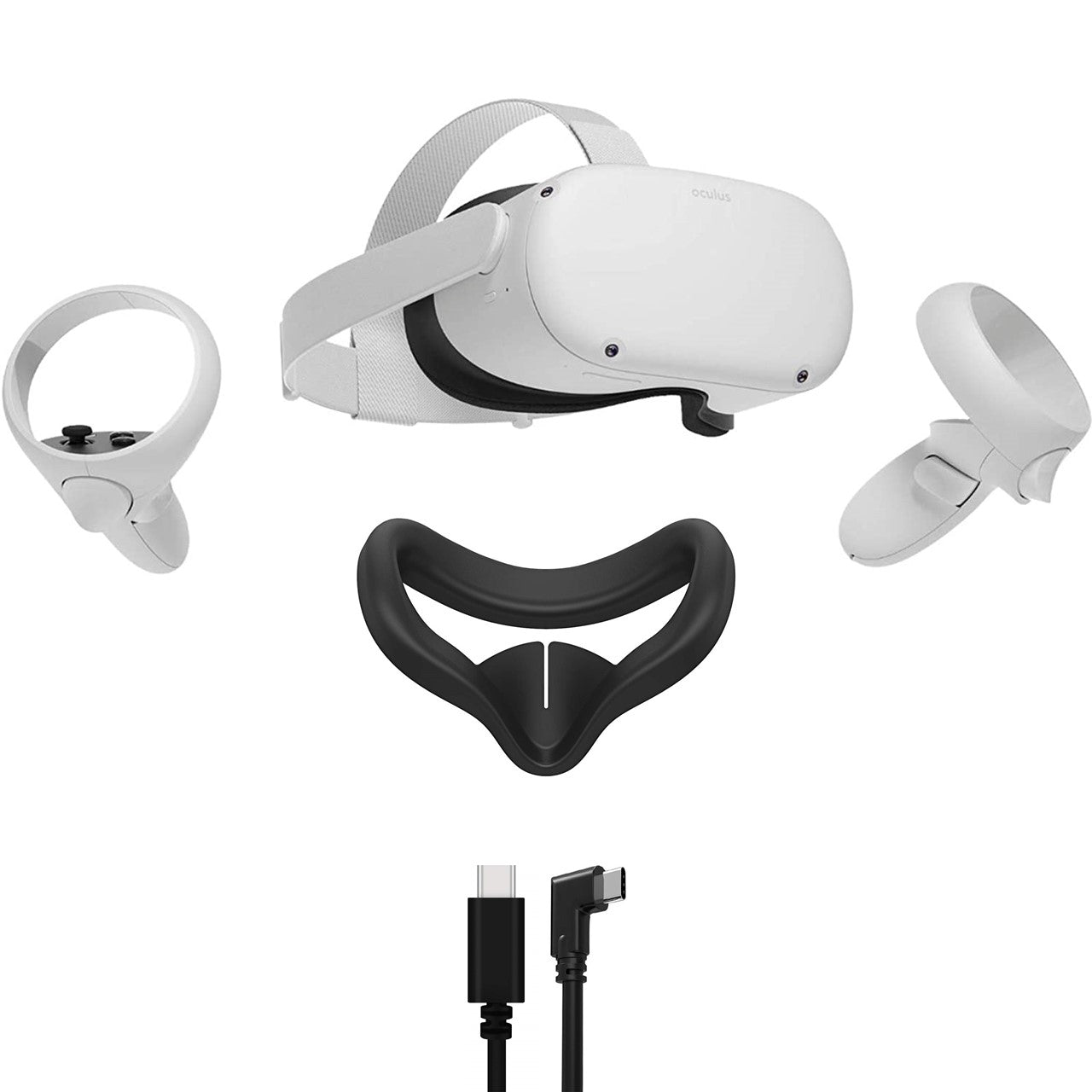 2021 Oculus Quest 2 All-In-One VR Headset 128GB, Touch Controllers, 1832x1920 up to 90 Hz Refresh Rate LCD, Glasses Compatible, 3D Audio, Mytrix Link Cable (3M), Silicone Face Cover 2021 Oculus Quest 2 All-In-One VR Headset 128GB, Touch Controllers, 1832x1920 up to 90 Hz Refresh Rate LCD, Glasses Compatible, 3D Audio, Mytrix Link Cable (3M), Silicone Face Cover